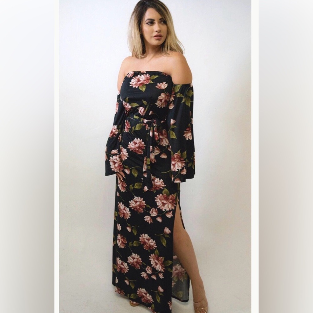 Black floral maxi dress